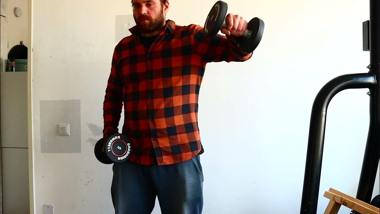 Around 90 100 curls and raises with 5 kg dumbbells youtube