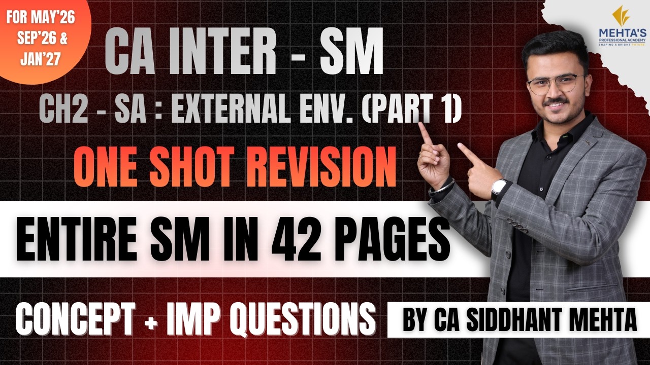 CA Inter SM CH 2 (Part 1) - One Shot Revision | Concepts + IMP Qs | For ...