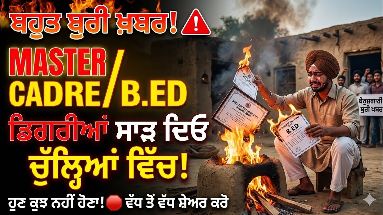 Master cadre 2025 ਵੱਡੀ ਖਬਰ!B.ed ਹੁਣ ਨਹੀਂ ਬਣ ਸਕਦੇ ਮਾਸਟਰ ਪਾੜਦੋ ਸਾਰੀਆਂ ਡਿਗਰੀਆਂ
