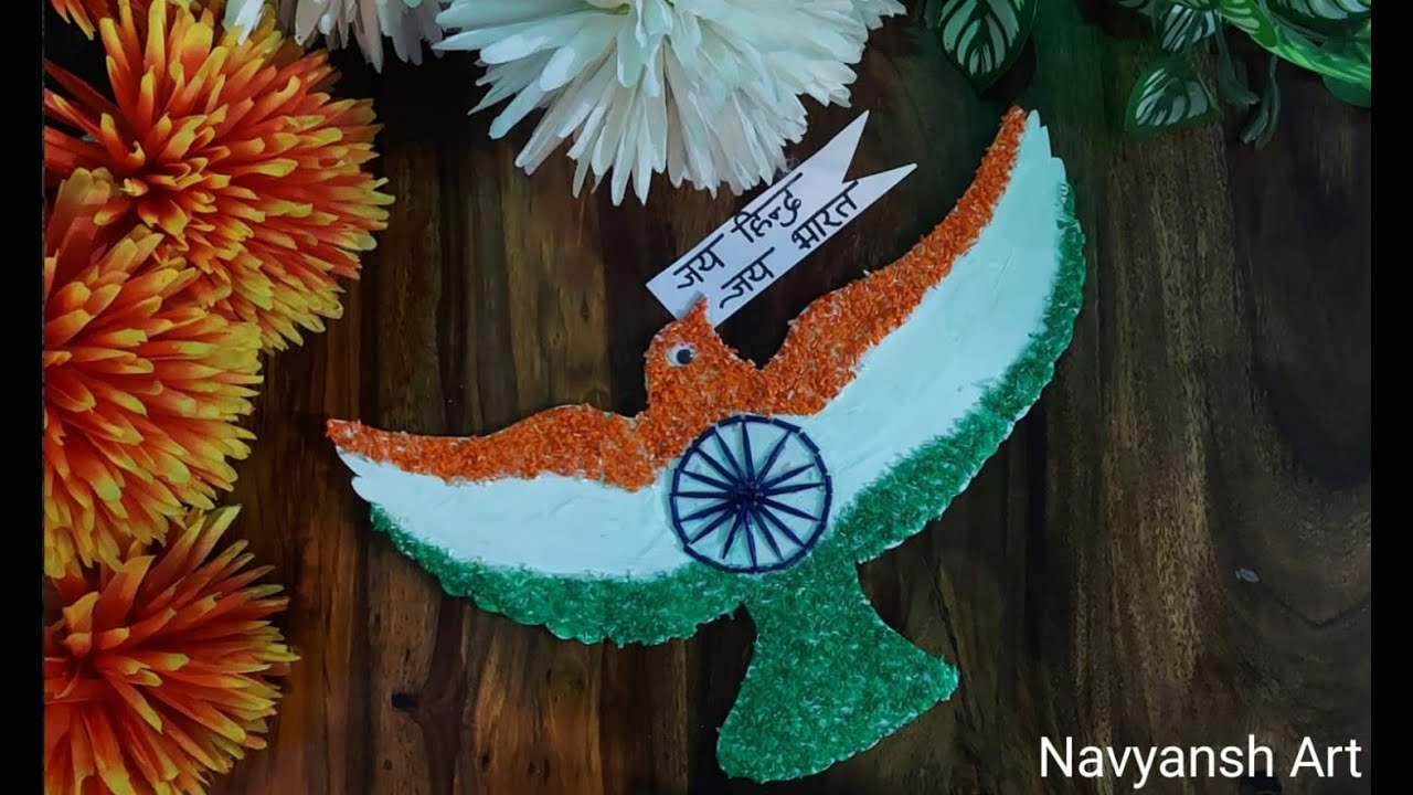 Independence Day craft ideas l Flying Dove in tricolor l Independence Day craft ideas with rice
