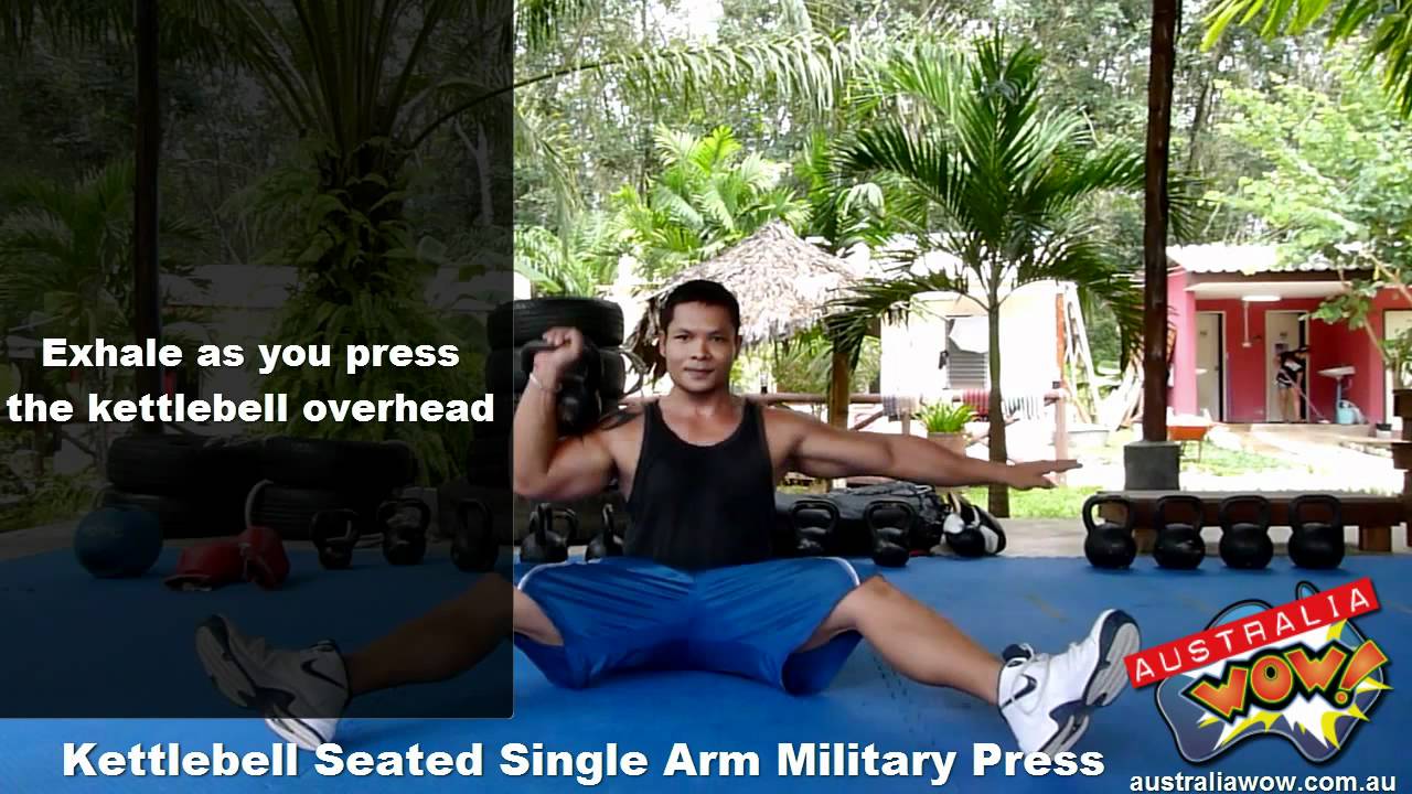 Kettlebell Seated Single Arm Military Press - YouTube
