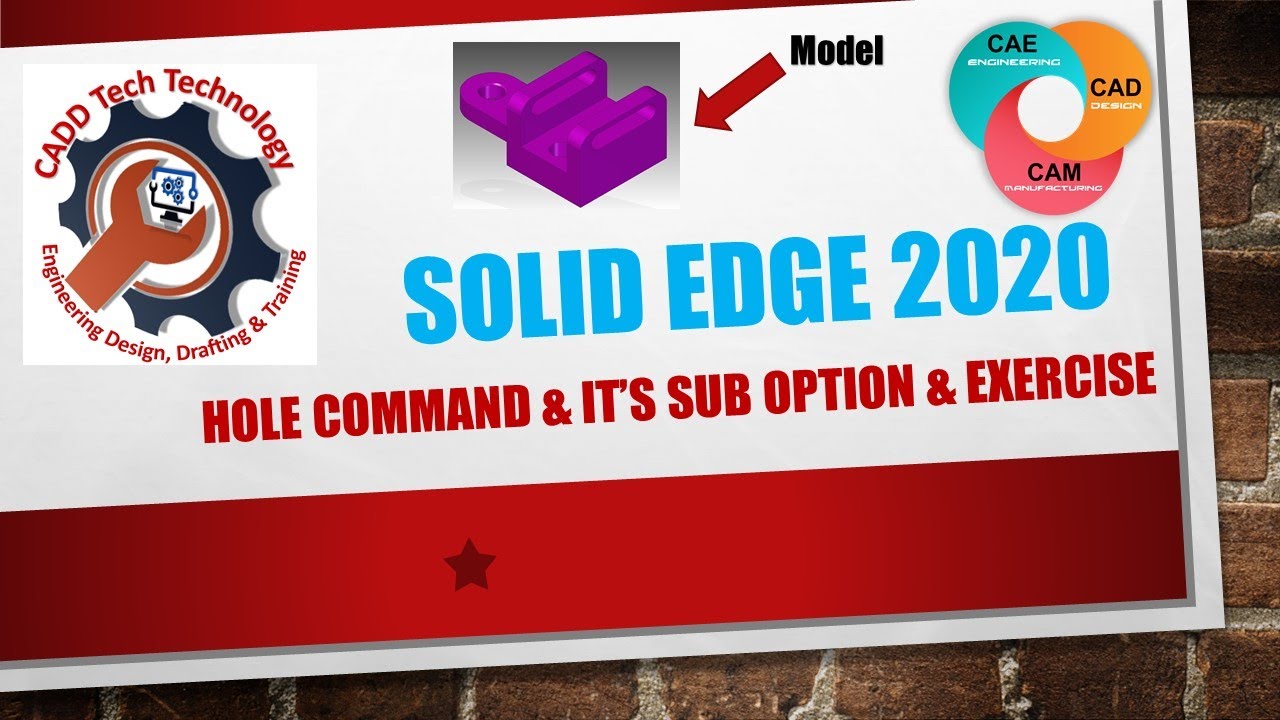 13. Solid Edge - Part Modelling - Hole Command and Its Sub Option ...