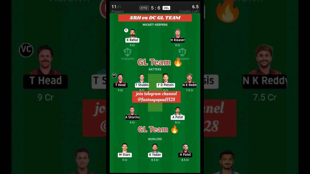 SRH vs DC Dream Team Prediction|SRH vs DC  Fantasy11Prediction|