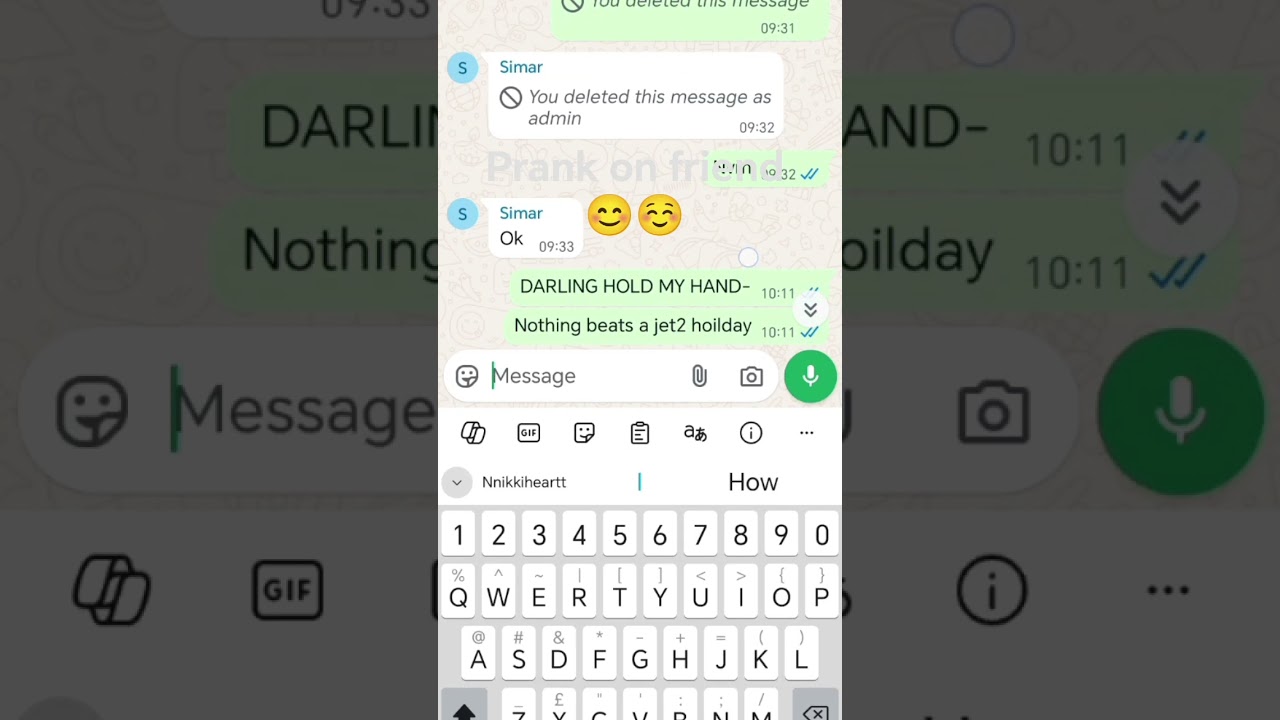 darling hold my hand prank on friend 