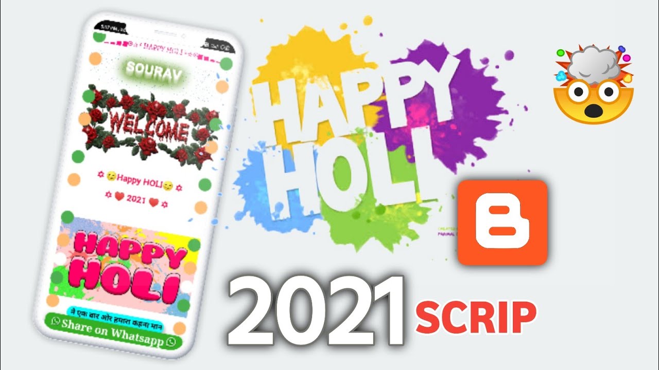 Best Happy Holi Pro Free Viral Script For Blogger 2021 - Happy Holi wishing script
