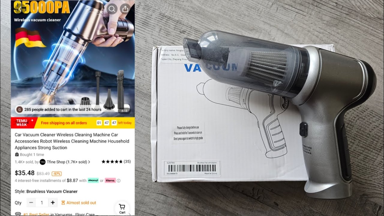 107 zoukeioni Temu Wireless Vacuum Cleaner Unboxing and Review | Car Vacuum