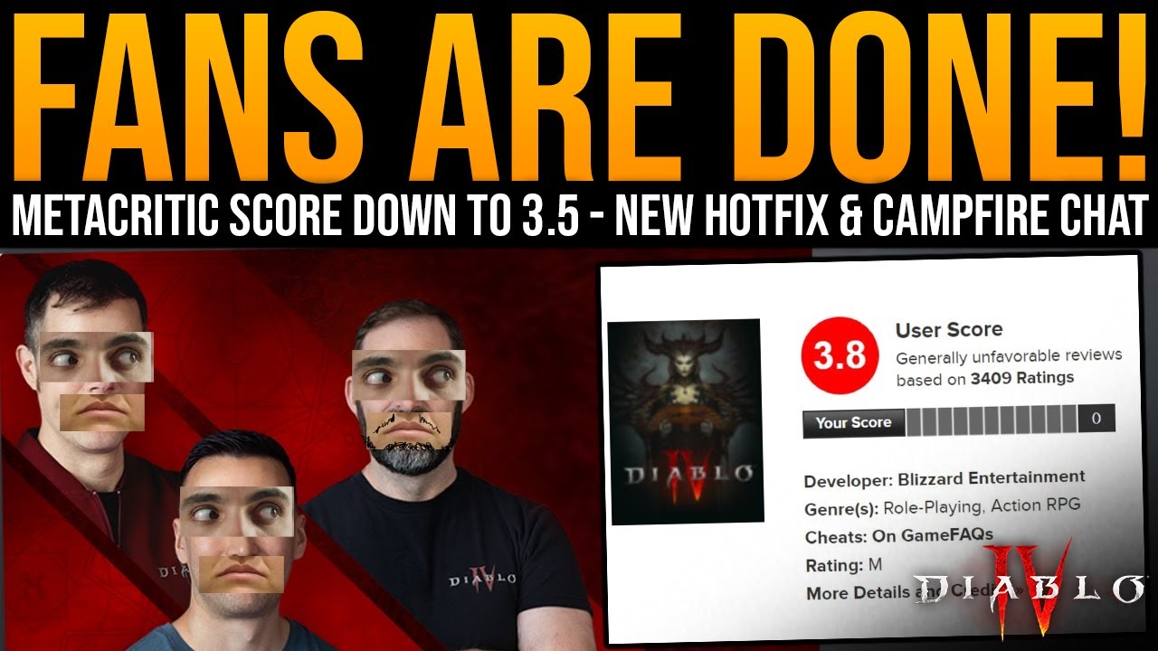 Diablo 4 is FINISHED! - Fans Drive Metacritic Score Down To 3.5 - New Hot  Fix & Campfire Chat 