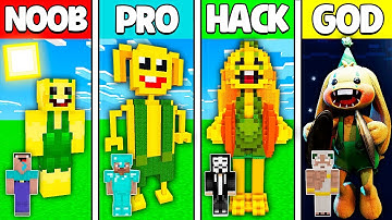 Minecraft Battle: NOOB vs PRO vs HACKER vs GOD! BUNZO BUNNY STATUE CHALLENGE in Minecraft