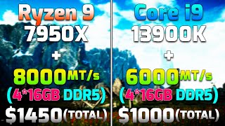 Ryzen 9 7950X + 8000MT/s DDR5 vs Core i9 13900K + 6000MT/s DDR5 | RTX 4090 24GB | PC Gameplay Tested