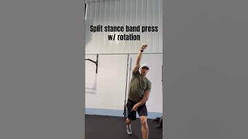 Split stance band press w/ rotation