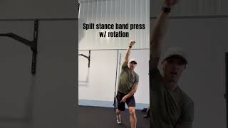 Split stance band press w/ rotation