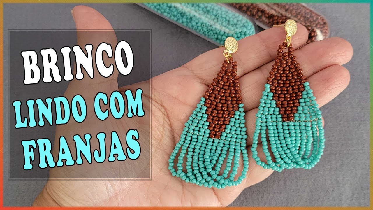 Venha aprender mais um brinco lindo feito com miçangas no ponto tijolinho