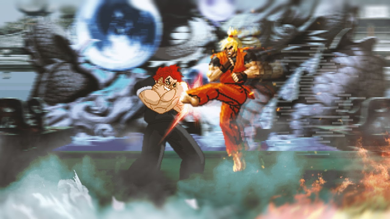 Yujiro Hanma vs Dragon Ken. Baki the Grappler vs Street Fighter. Anime MUGEN. Epic Fight!