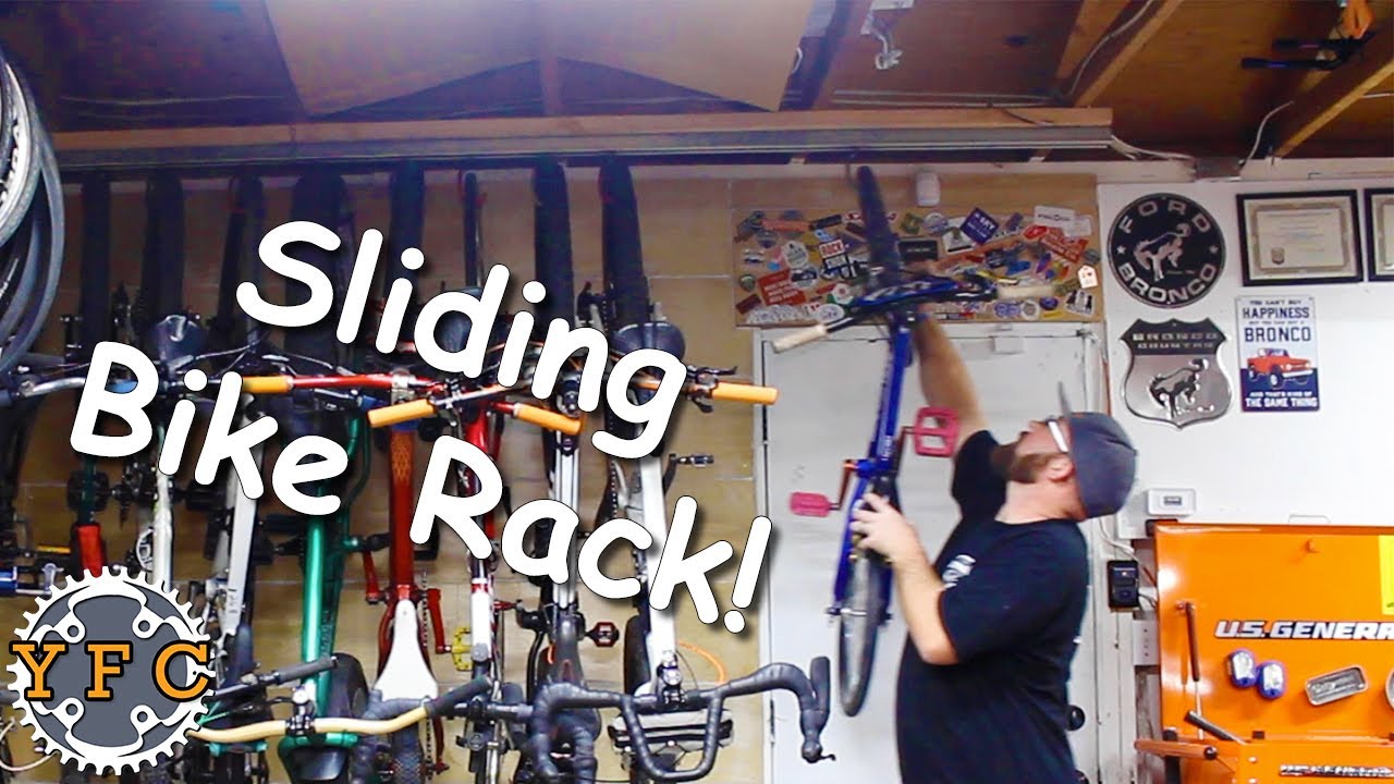 Sliding Rails Bike Rack Building a Custom Sliding Bike Storage Rack! - YouTube