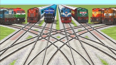 11 TRAINS CROSSING AT BRANCHED CURVED RAILROAD TRACKS/ BeamNG.Drive /train railroad /Indian railways