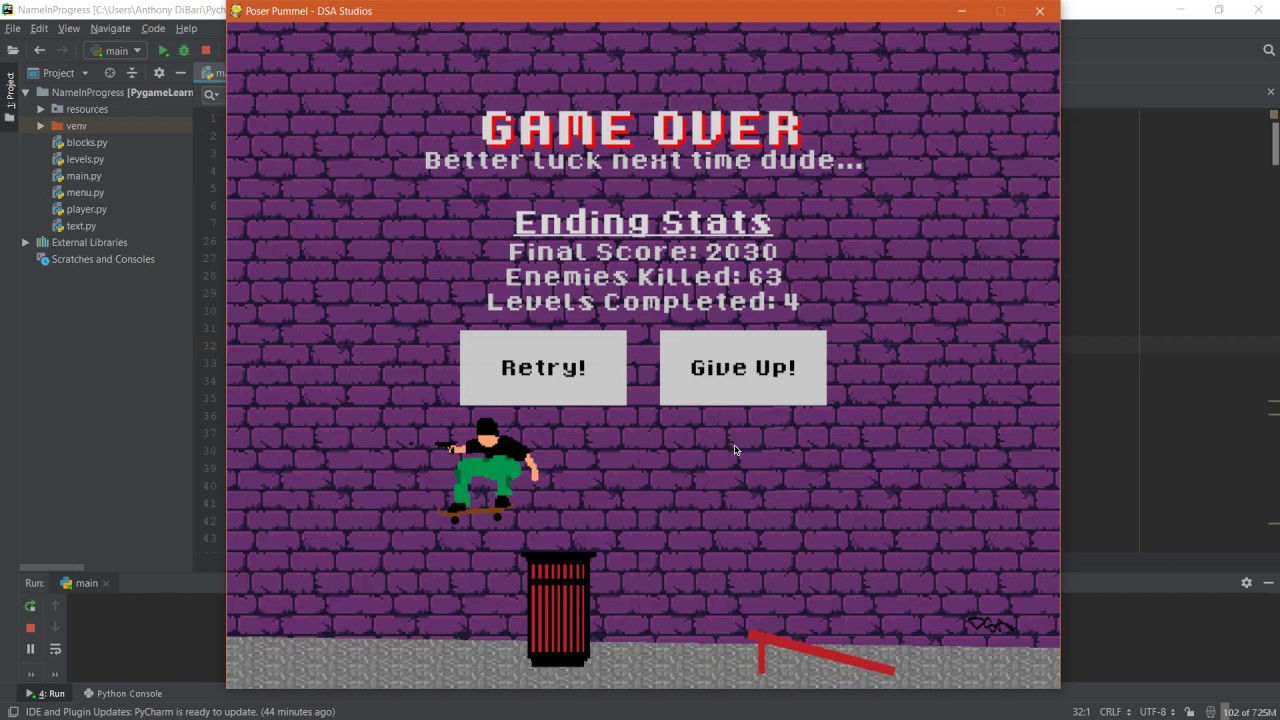 8-Bit Skateboarding Platformer/Shooter Demo - Built With Python + Pygame -  YouTube
