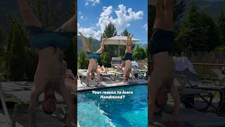 Best reason to learn Handstand 😎🙃 #calisthenics #yoga #handstand #pool #pressup #gym #abs #balance