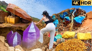 Discover $ 50,000 rare amethyst while digging at private gold mine! (Incredible gold mining)