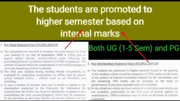 Students are passed & Promoted to Higher Sem 1st to 5th based on internal marks gulbarga university.