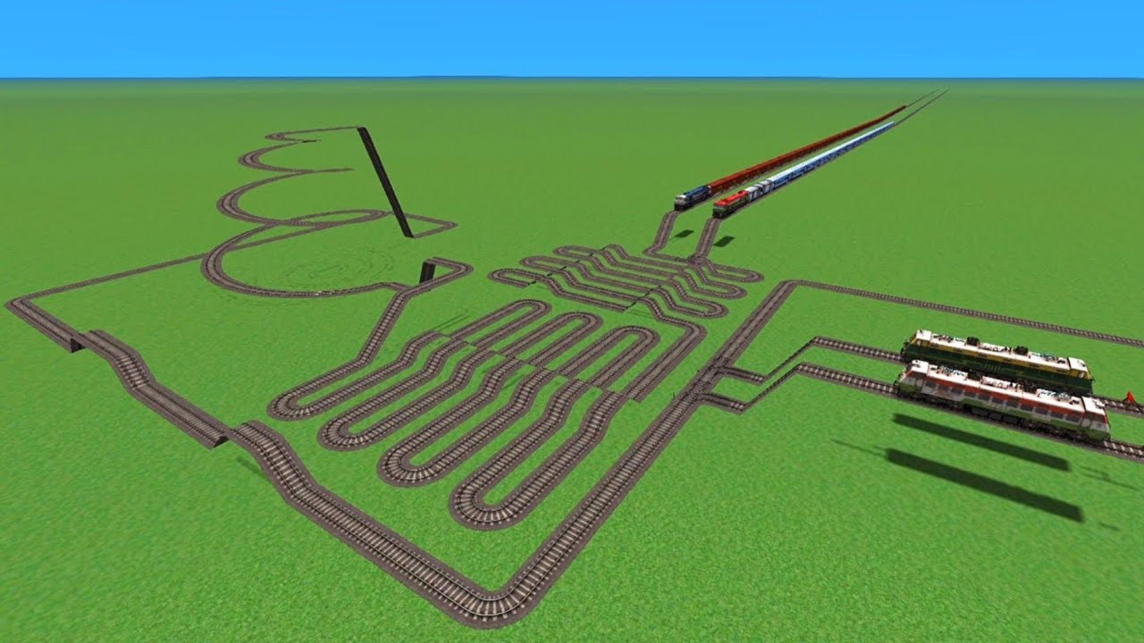 4 Indian Trains Crossing 3d Gameplay Funny//At Railway Bumpy Forked Rails Full Journey