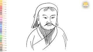 Genghis khan drawing easy 02 | How to draw Genghis khan simply step by step | outline drawing
