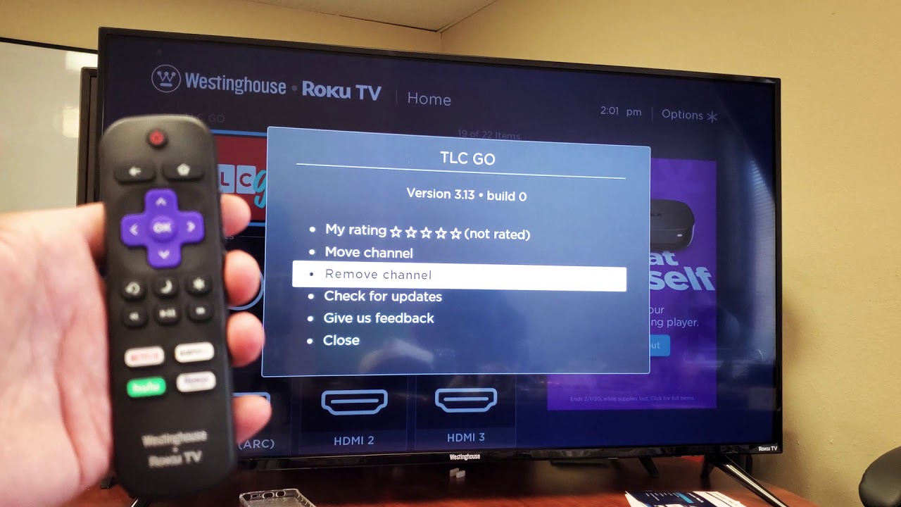 how to remove youtube tv from roku