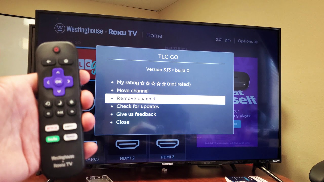Westinghouse TV Roku TV How To Delete Remove Apps YouTube