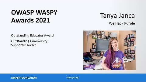 OWASP Waspy Awards 2021   Tanya Janca