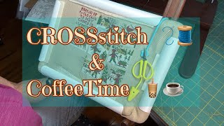 Flosstube EXTRA #21..Sew & Sip along with me..BUTTON-UP in progress 