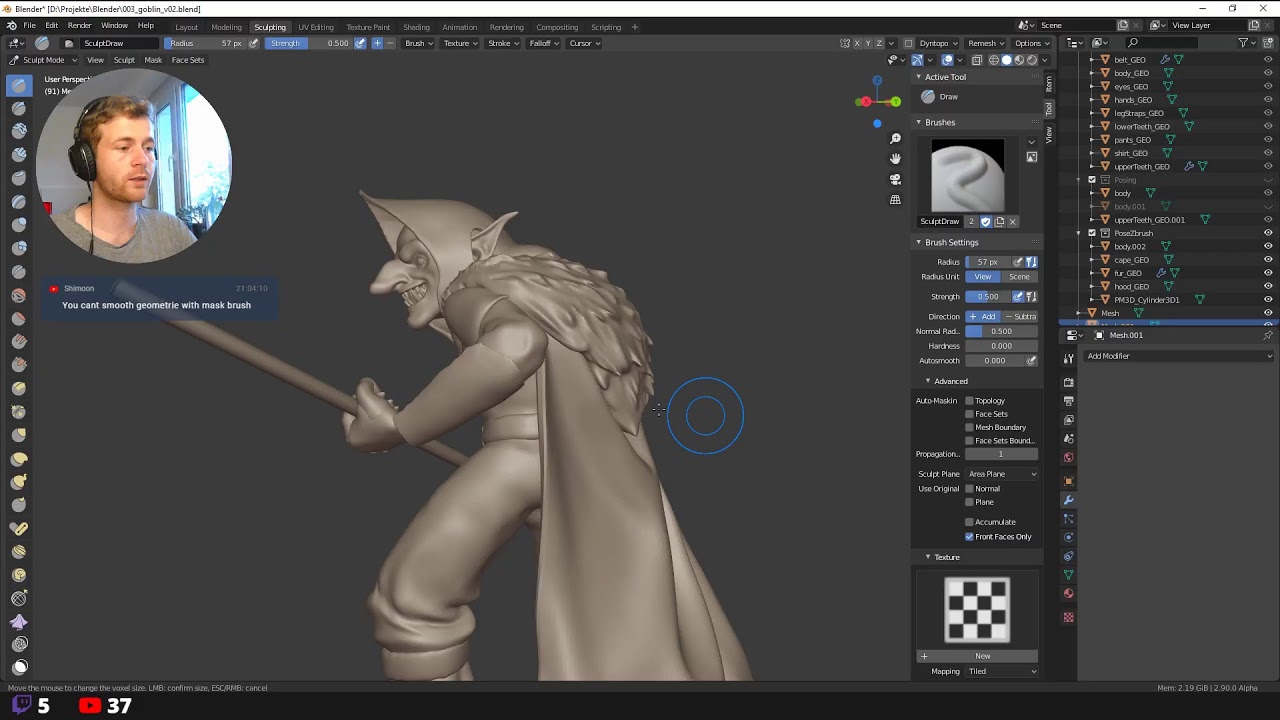 Stream] Sculpting in Blender 2.90 - Goblin Miniature for D&D 