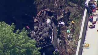 Dump Truck Crashes Into Ravine Between Bridges In Anne Arundel County