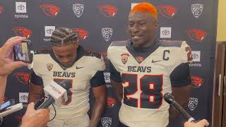 Oregon State Football Post-Game Vs. SJSU - Easton Mascarenas-Arnold & Kitan Oladapo (9/3/23)