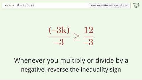 Solving Linear Inequalities: 2k-3 is Smaller Than or Equal to 5k+9
