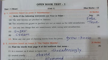 5th standard english workbook Open Book Test -1 #5thstandard #englishmedium