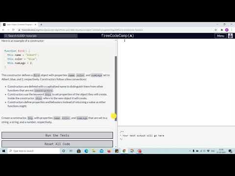 Tutorial 5 - define a constructor function - freecodecamp