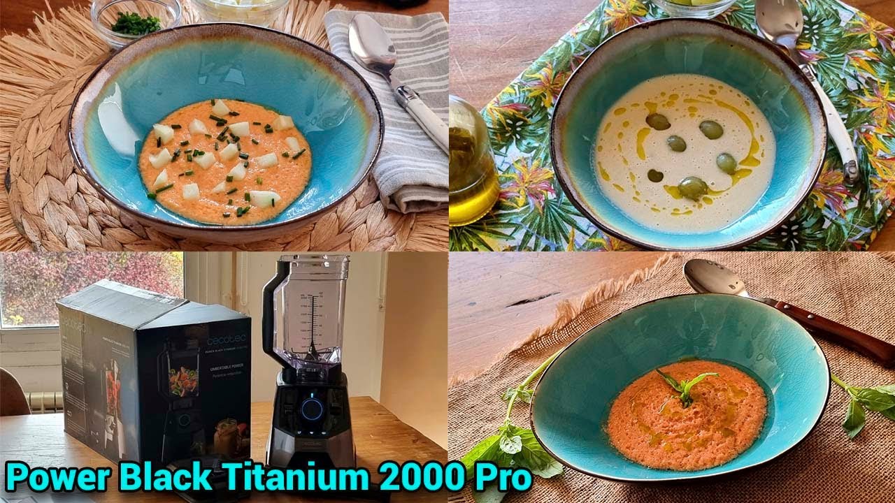 3 SOPAS FRÍAS 😎🌤 refrescantes y saludables con la Batidora de Vaso Power Black Titanium 2000 Pro.