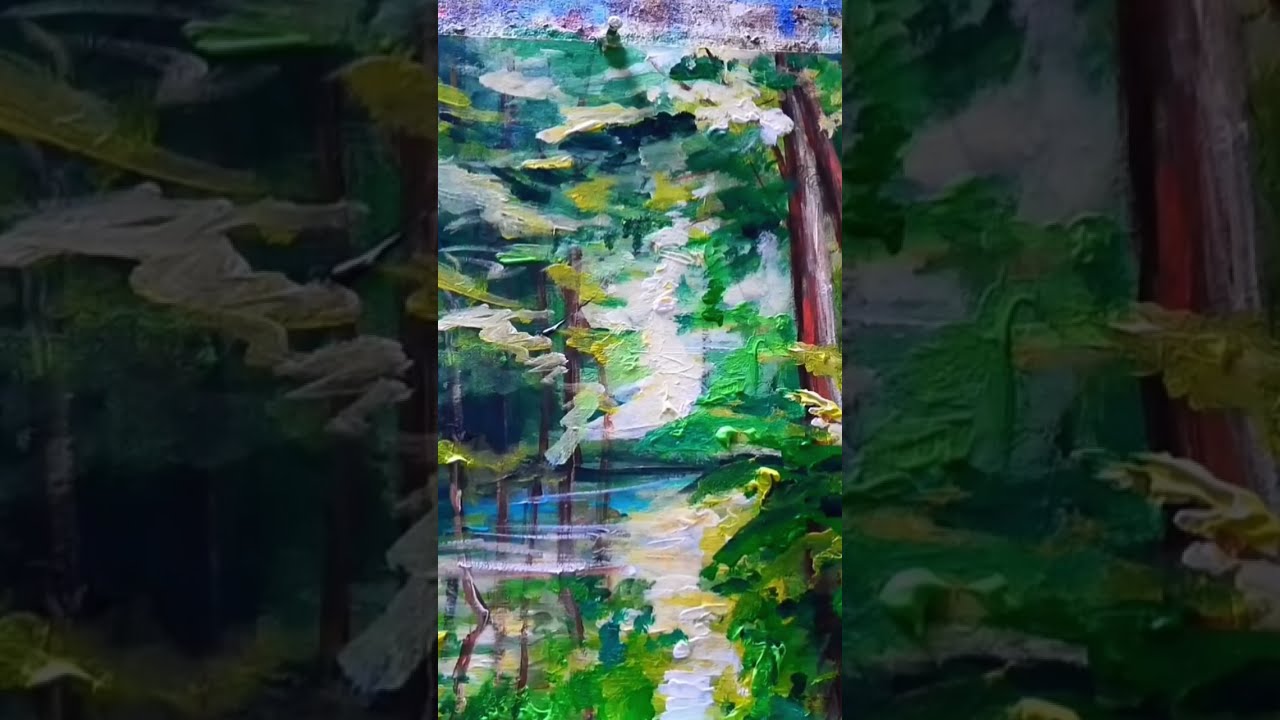 油絵 絵画 【森の湖】【Ａ3】 油絵 絵画 【森の湖 】 - HR | minne byGMOペパボ 国内最大級