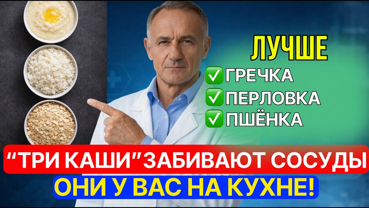 4 КАШИ, КОТОРЫЕ “ПРОБИВАЮТ” ЗАСОРЕННЫЕ СОСУДЫ ПОСЛЕ 60! Профилактика атеросклероза!