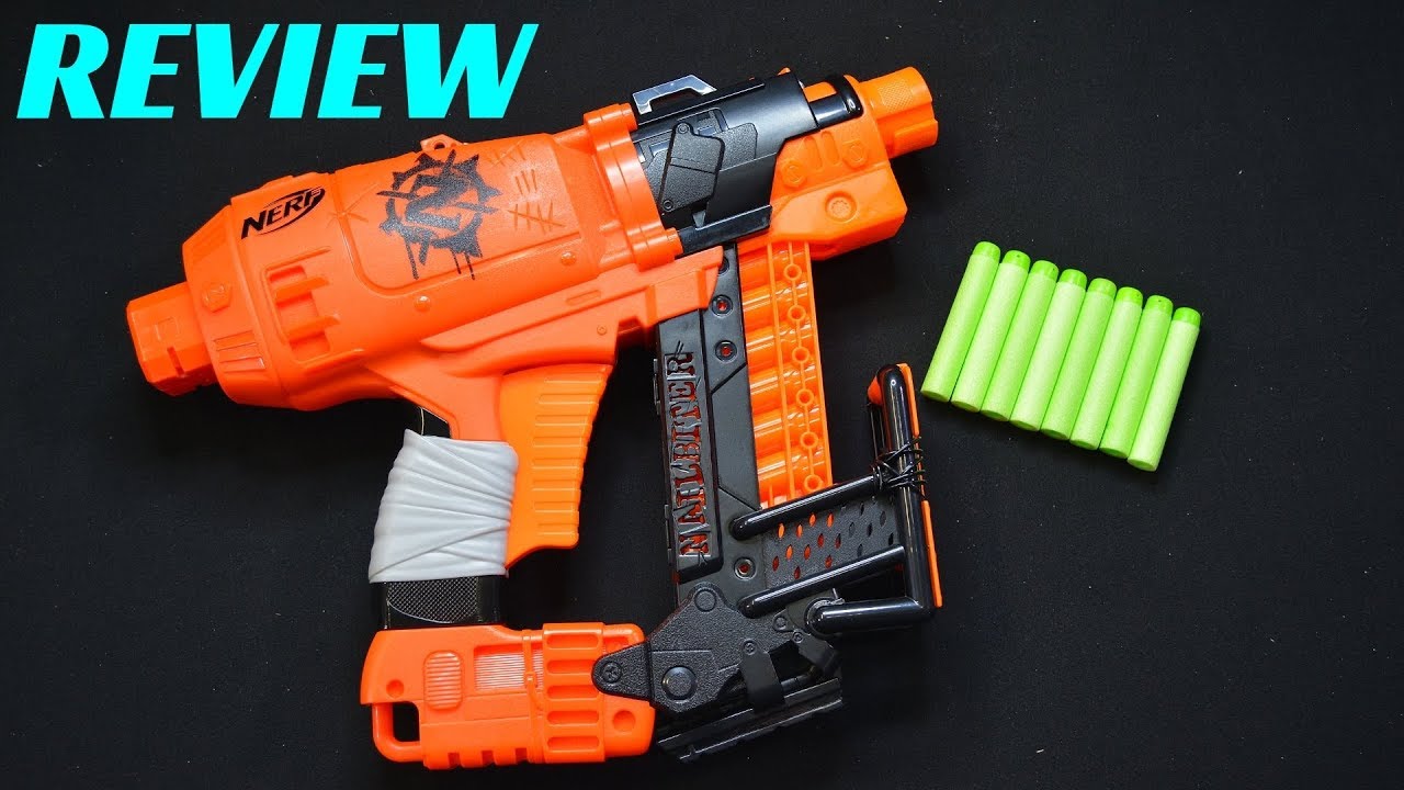 Tidligere Faial Instrument REVIEW] NERF Zombie Strike Survival System NAILBITER (Nerf Nail Gun!) -  YouTube