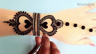 Very Easy Arabic Mehndi Design Trick - Heart shape mehndi design for beginners | Simple mehandi