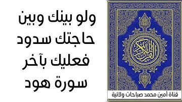 ولو بينك وبين حاجتك سدود فعليك بآخر سورة هود