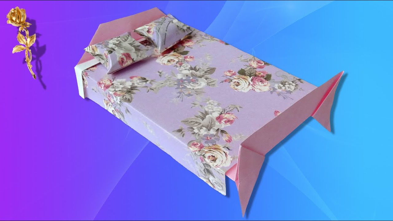 Origami facile : 🛏️ Lit de poupée avec couverture et oreillers - YouTube
