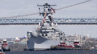 Battleship New Jersey returned to Philadelphia, its first home, for maintenance