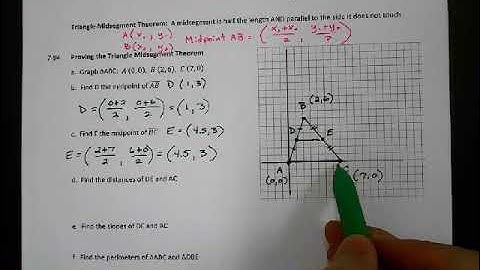 CPM Integrated I Lesson 7.2.2 Coordinate Geometry and Midpoints