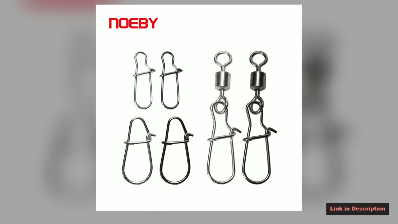 NOEBY HighCarbon Steel Stainless Hook Lock Snap Swivel Solid Rings Safety Snaps Fishing Hooks