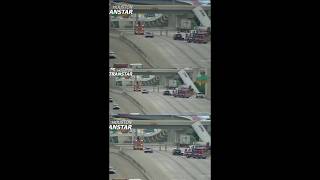 18-Wheeler Hanging off Houston overpass