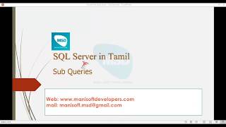 SQL server in Tamil Part  49 - SubQueries