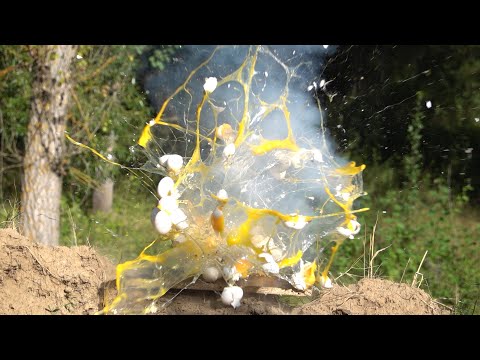Cool egg explosion - Super egg burst in slow motion.