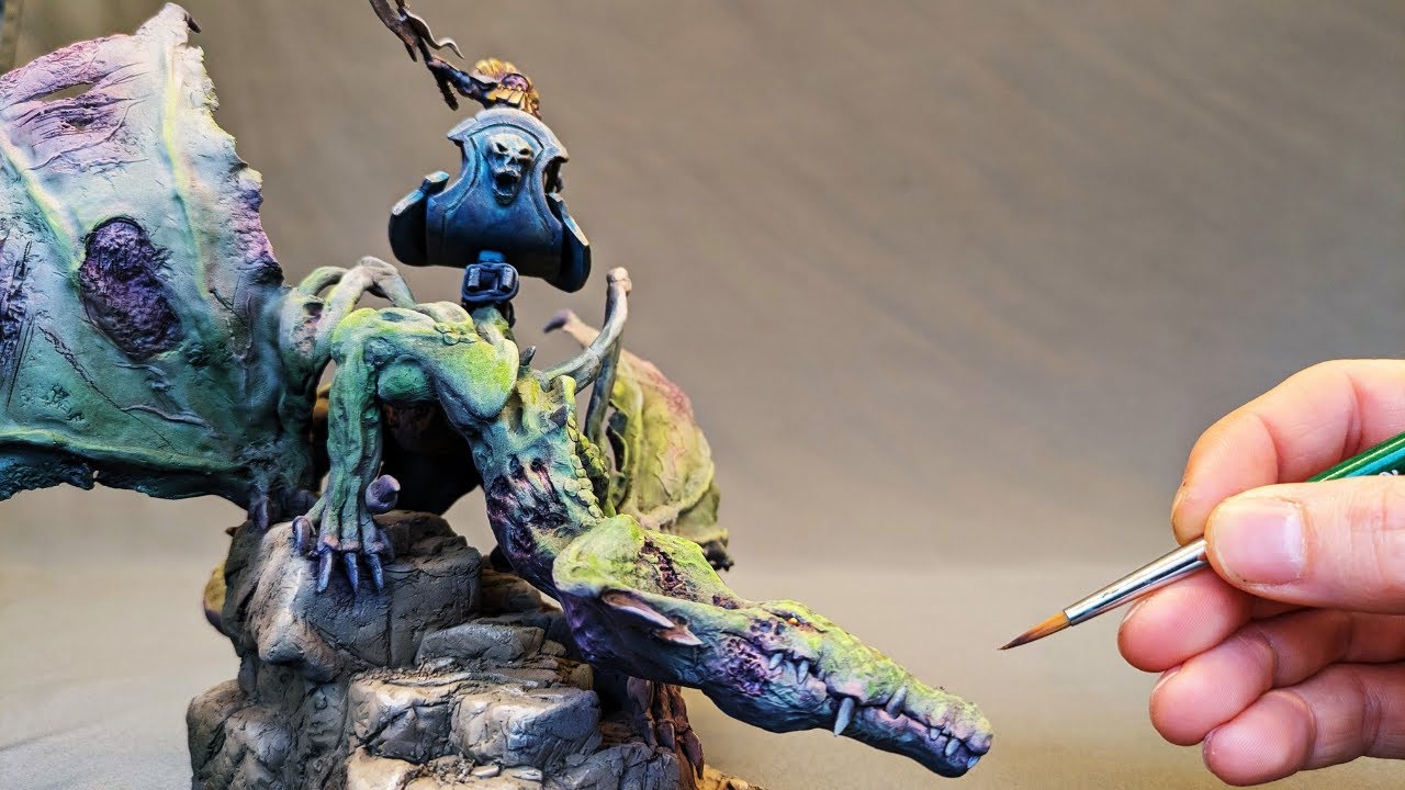 Warhammer the old world necrolite bone dragon made with polymer clay.