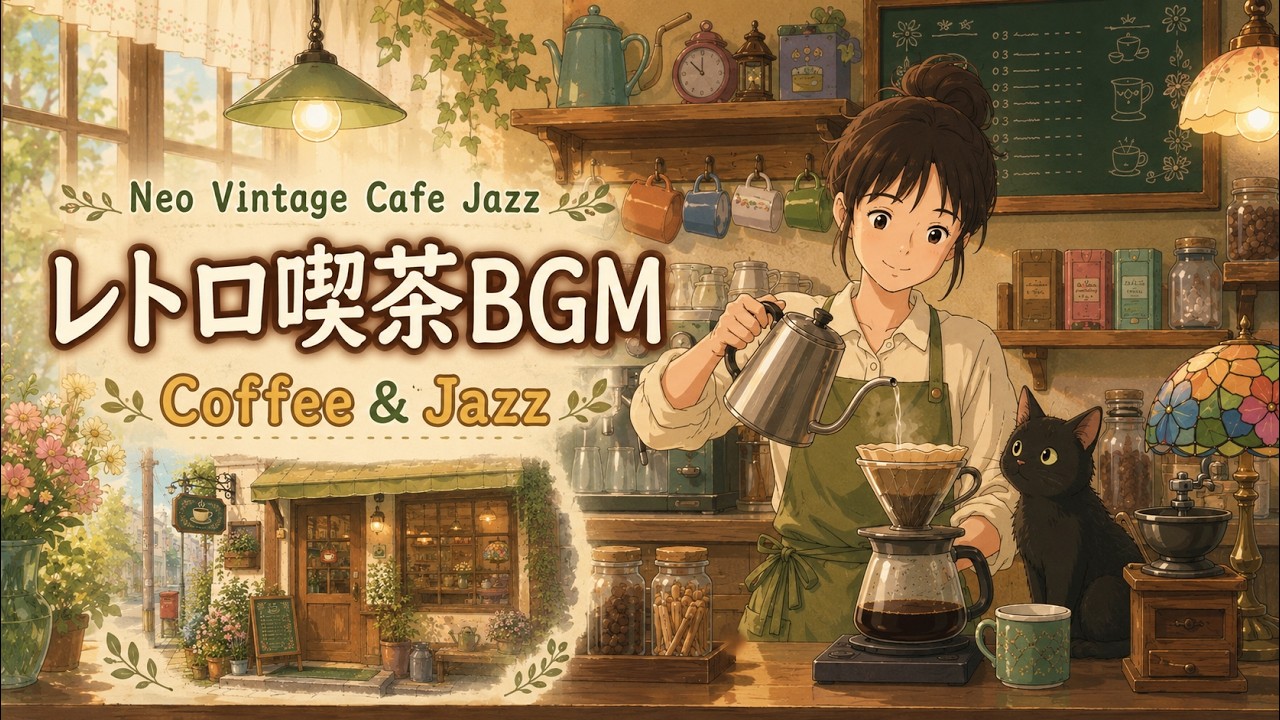 Neo Vintage Cafe Jazz】Cozy Retro Café BGM｜Coffee, Black Cat